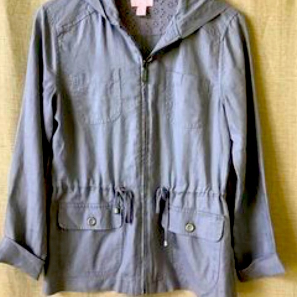 Super Cute Grey Linen Utility Jacket NWTS